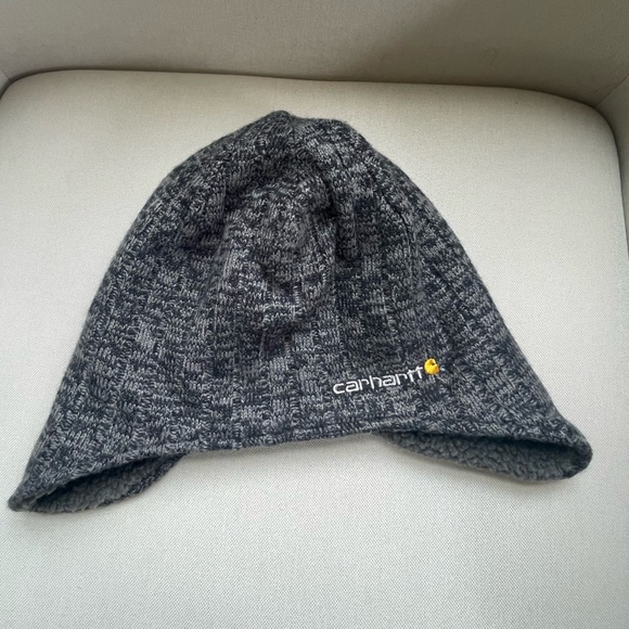 CARHARTT Akron Hat Black/Grey Knit Sherpa Lined Fleece Lined Ear flap - Picture 1 of 6